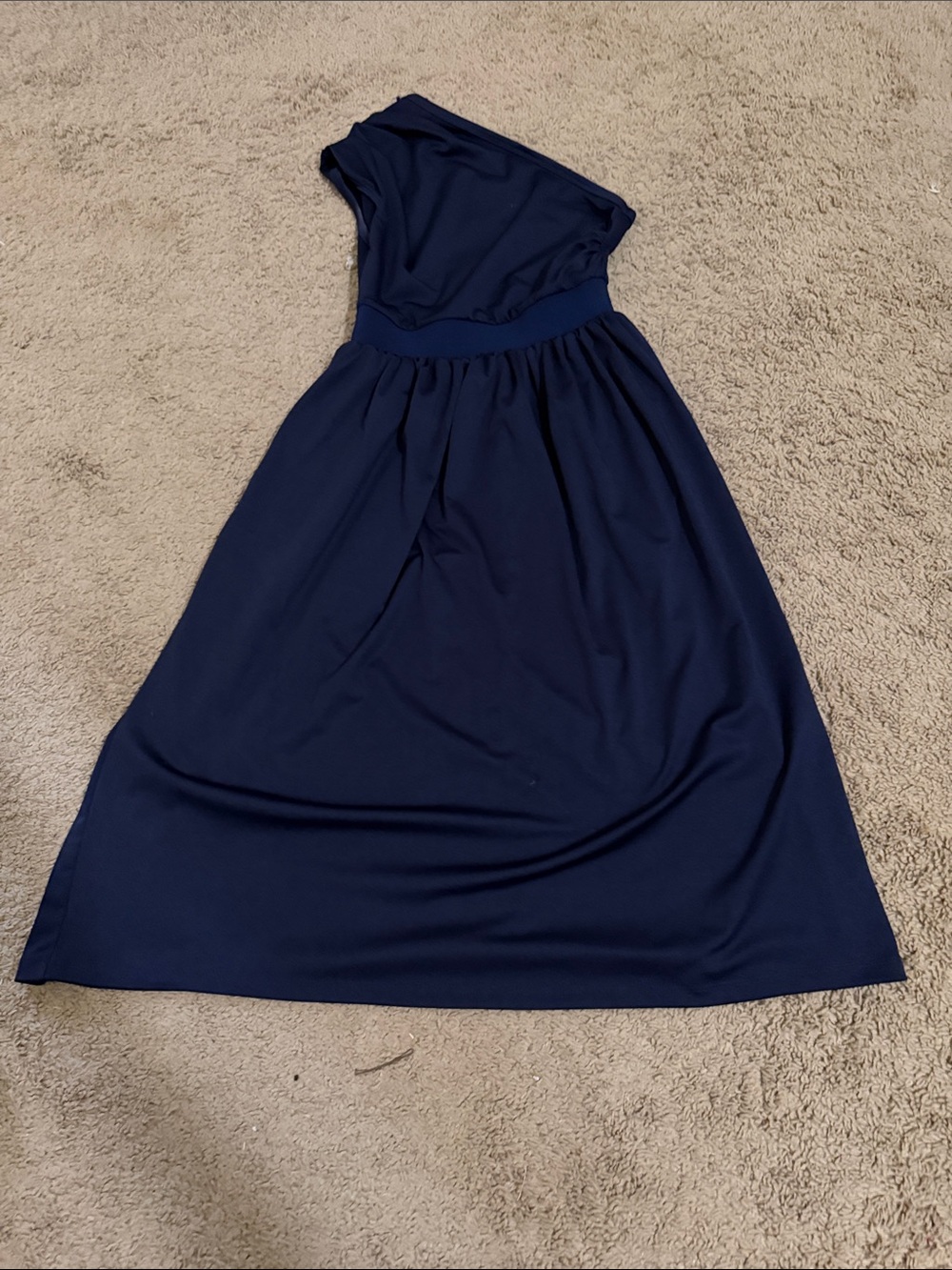 One-Shoulder Navy Blue Dress